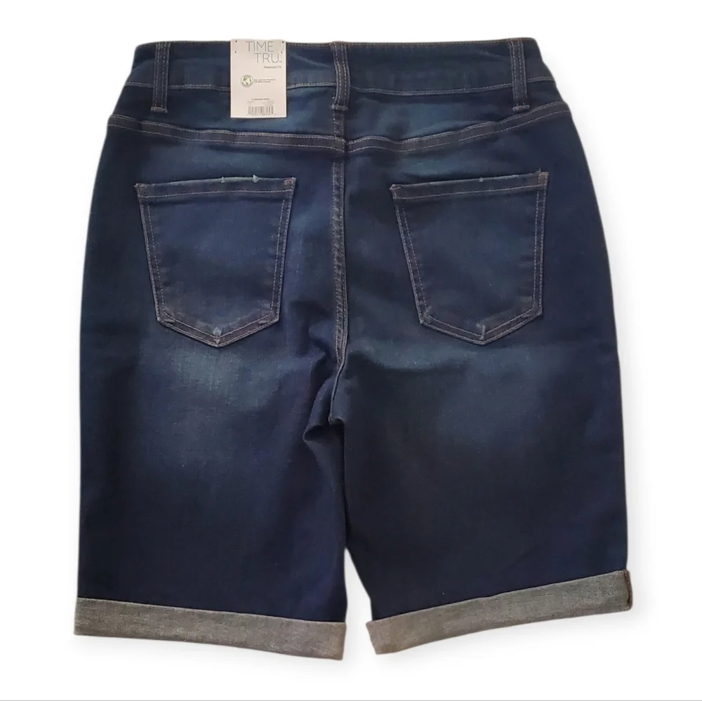 Time and Tru Women's Dark Blue Denim Bermudas - Picture 2 of 3